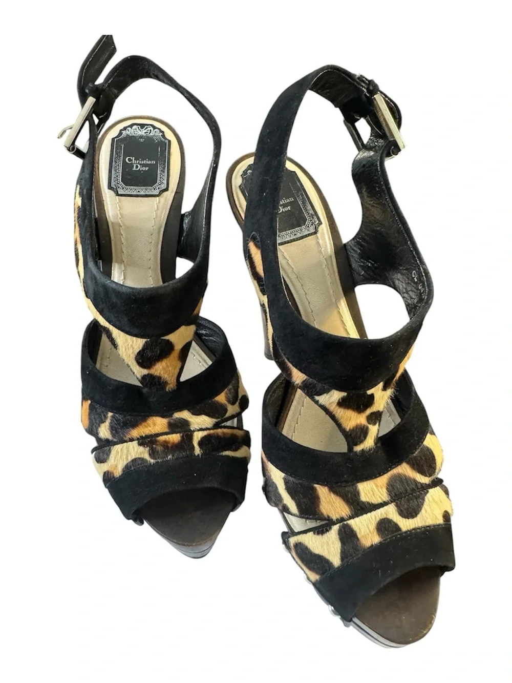 Christian Dior pony hair leopard heels